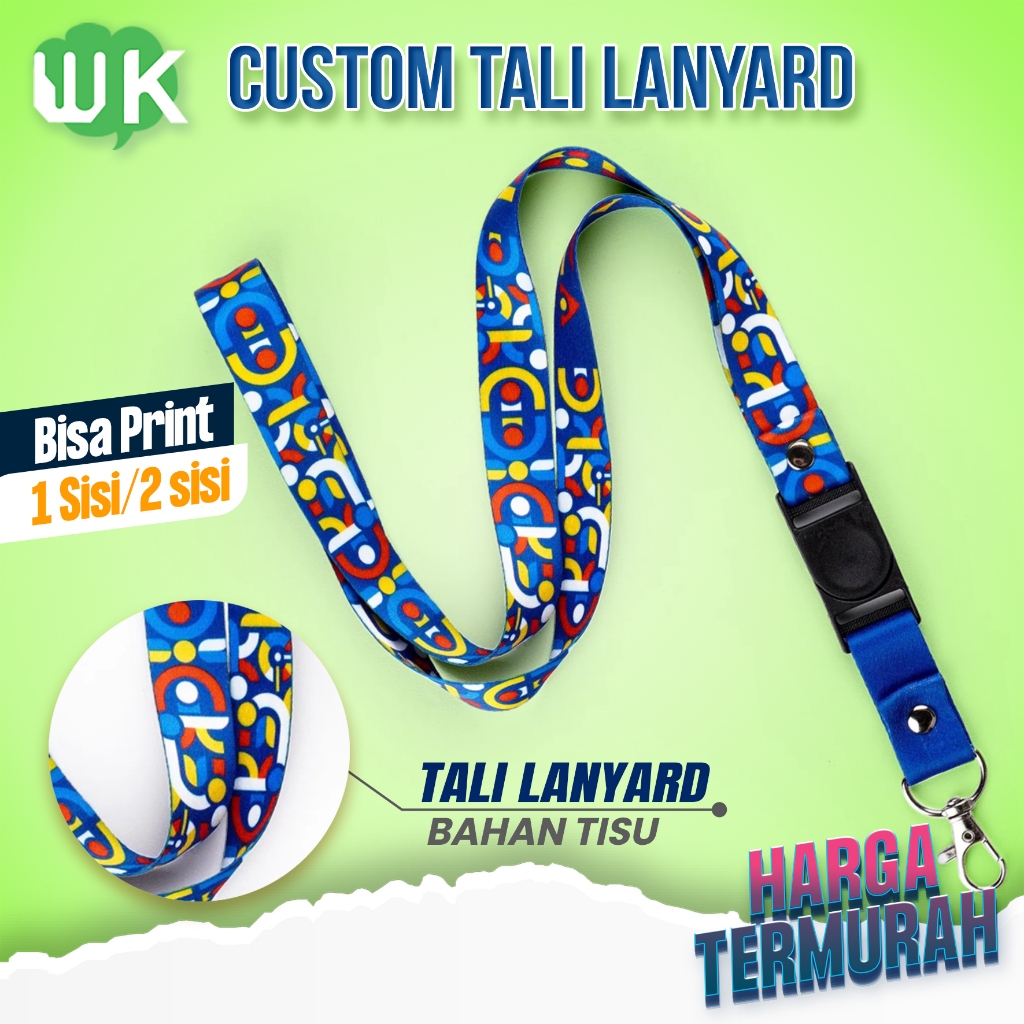 LANYARD CUSTOM DIGITAL PRINT 1 Sisi/ Tali / Gantungan / ID CARD Satuan