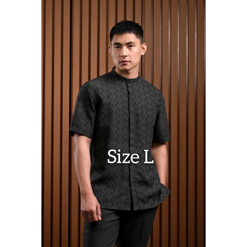 Awenasa Stand Up Collar Short Sleeve Shirt Black HEYLOCAL.ID LOCAL.ID HEYMALE