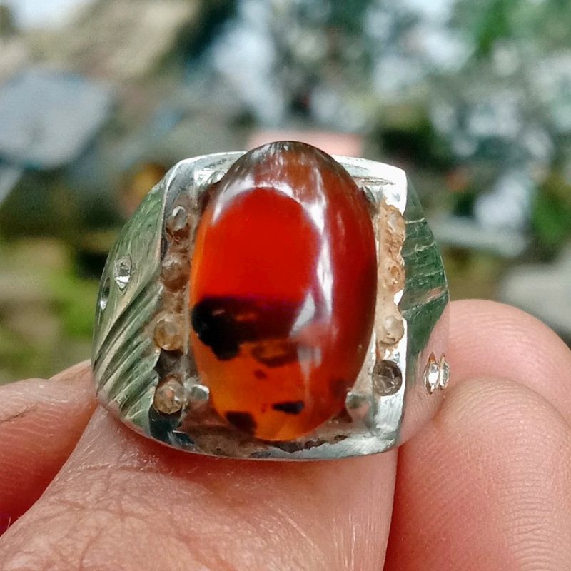 CINCIN BATU AKIK ASLI GARUT MERAH CRYSTAL