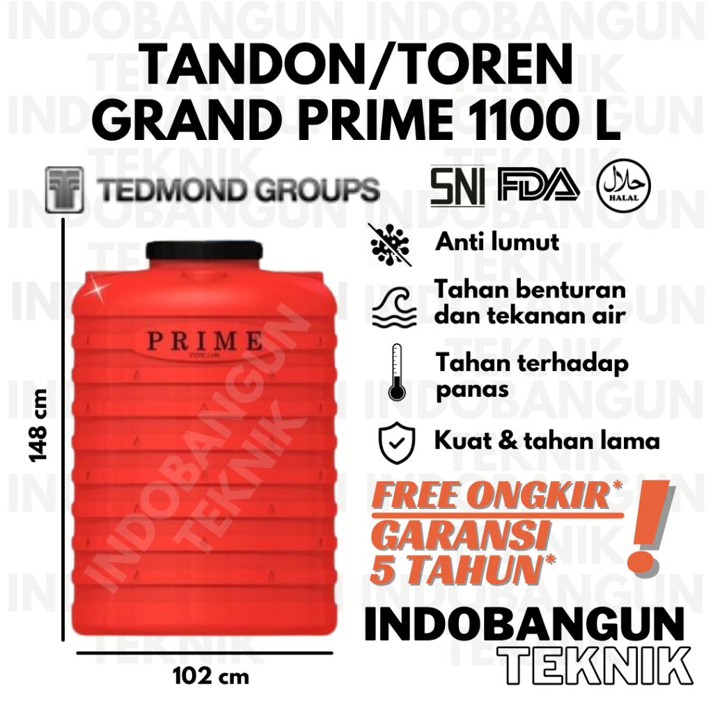 Tandon Toren Tangki Air Tedmond Grand Prime 1000 1100 Liter Harga Murah Anti Lumut Garansi 5 Tahun