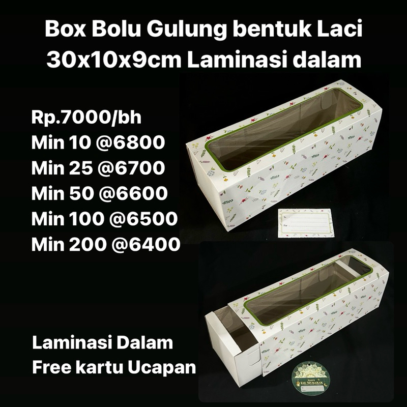 

Box Bolu Gulung bentuk Laci 30x10x10cm Laminasi dalam