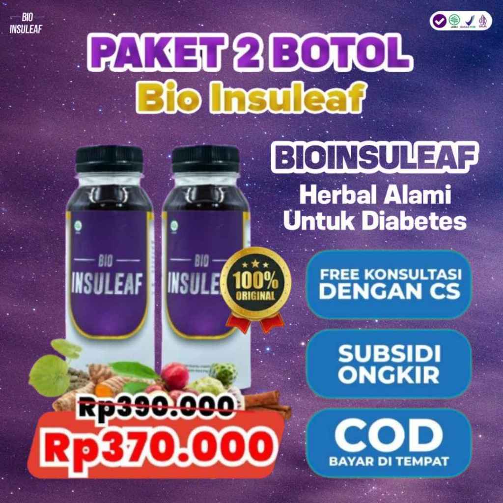 

Bio Insuleaf Original Paket 2 Botol - Obat Herbal Diabetes dan Kolesterol