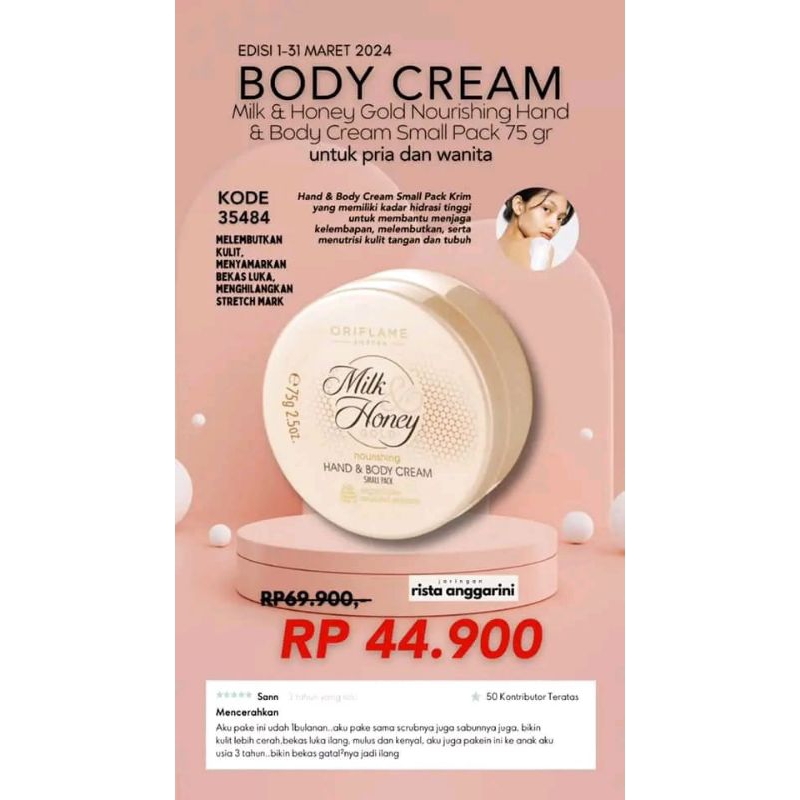 Hand & Body Cream Small Pack Krim ORI ORIFLAME