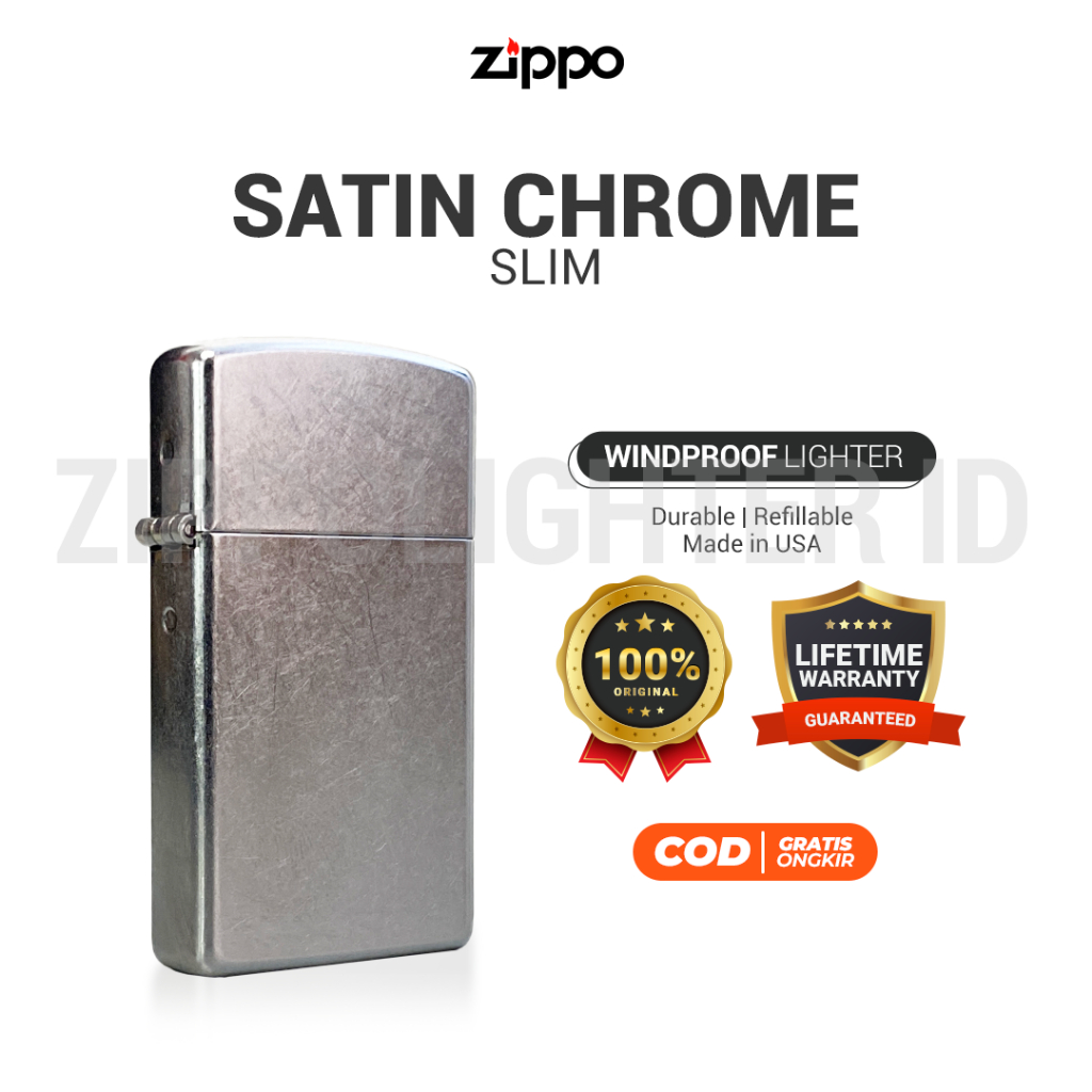 Korek Api Zippo Slim Satin Chrome