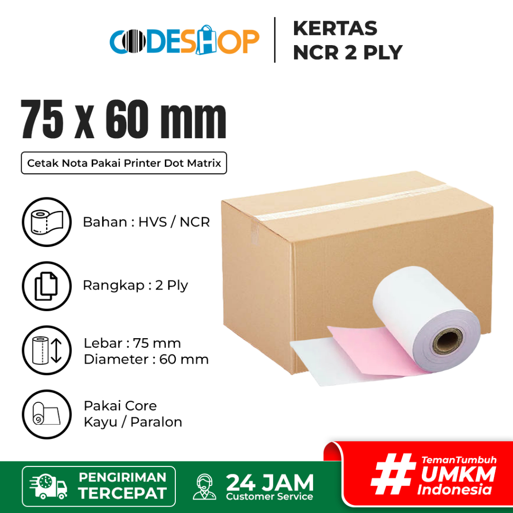 

Dus Kertas NCR 75 x 60 / 75x60 mm / 75x60mm / 7,5 x 6 cm Rangkap 2