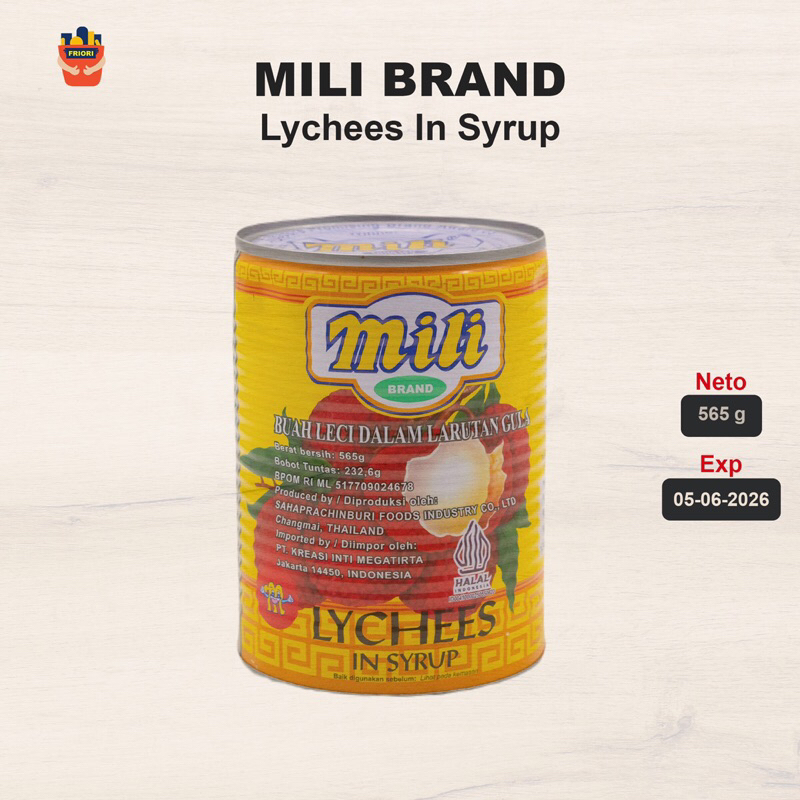 

Mili Brand Lychees In Syrup 565 gram - Sirup Buah Leci Dalam Kaleng