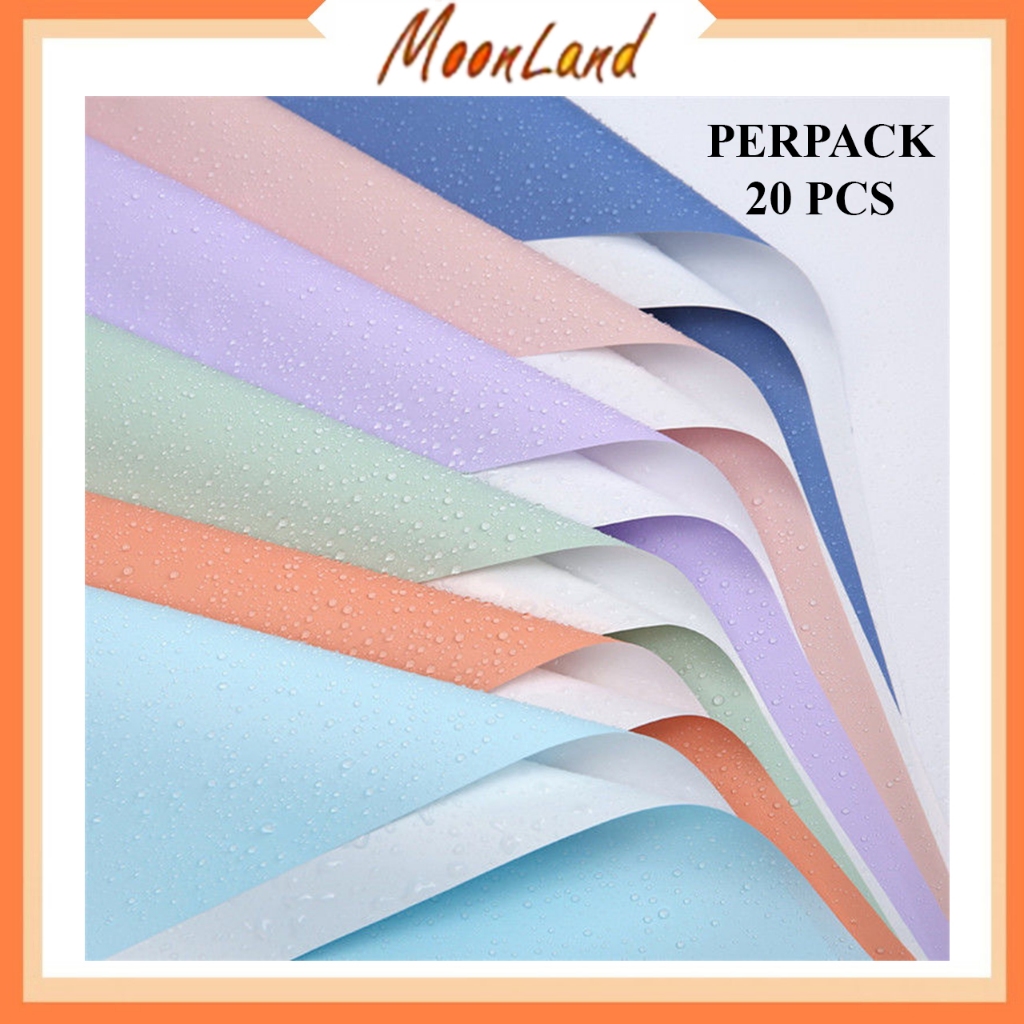 

20 LEMBAR Kertas Buket Cellophane Bicolor White Flower Wrapping Double side KB6121