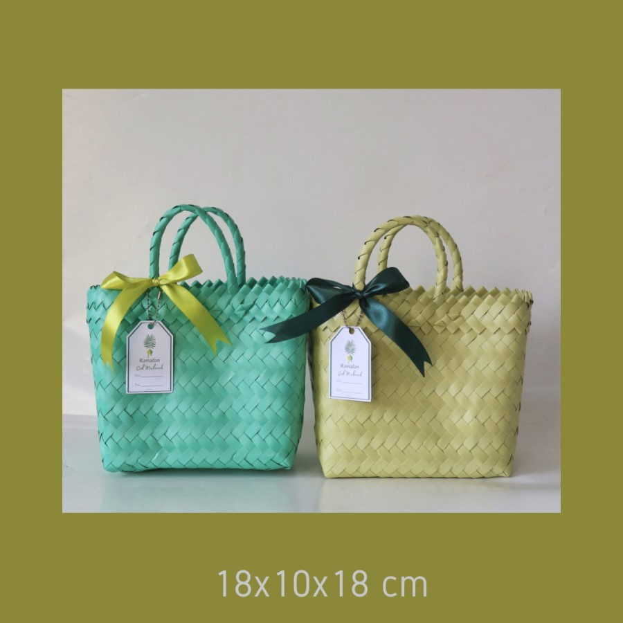 

Tas Anyaman Plastik+Pita/Tas Hampers Lebaran-Ramadhan/Goodiebag/LTM