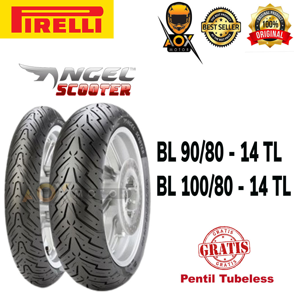Ban luar motor matic set depan 90/8014 belakang 100/8014 Vario 125/150 PIRELLI Angel Scooter