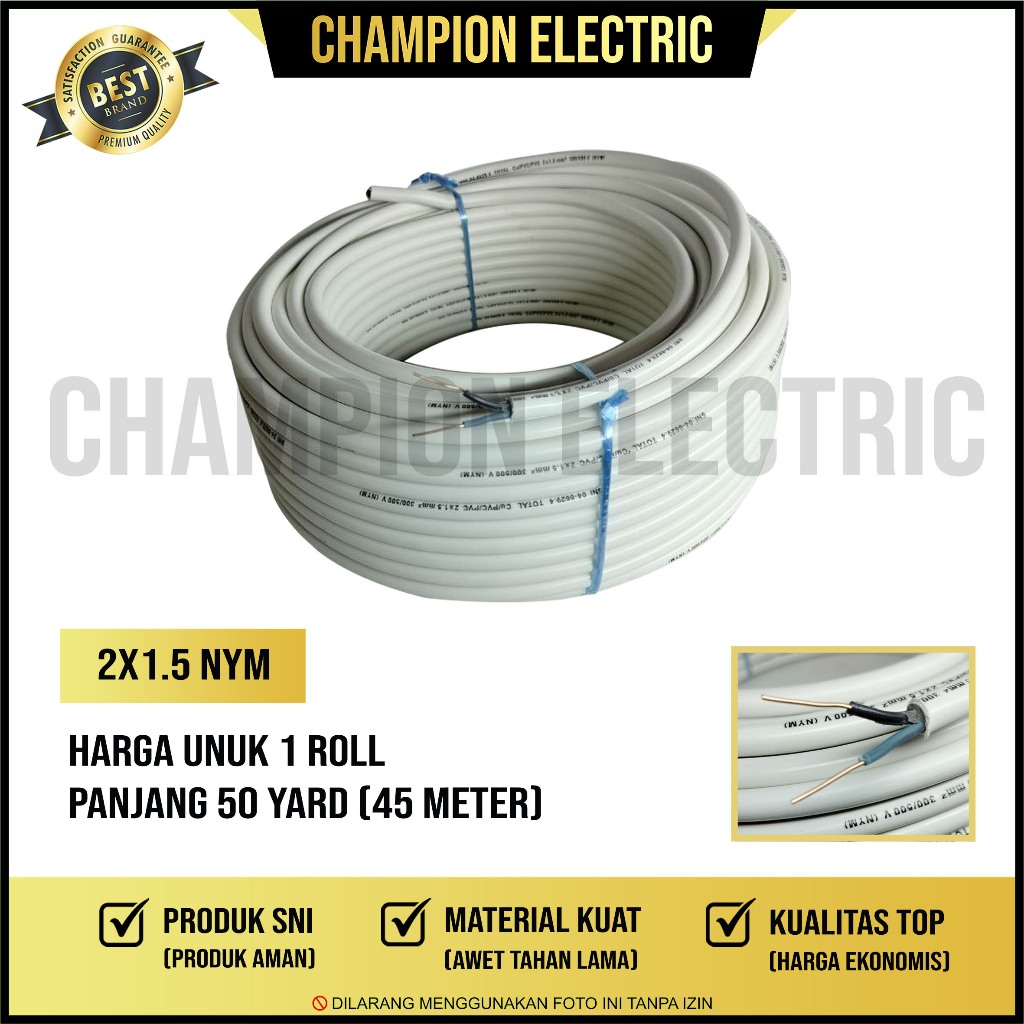 Kabel Listrik 2x1.5 NYM 1 Roll SNI