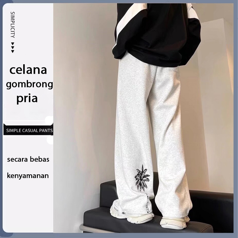 celana panjang pria fashion hitam celana longgar pria Korean Style celana  premium kasual celana sty