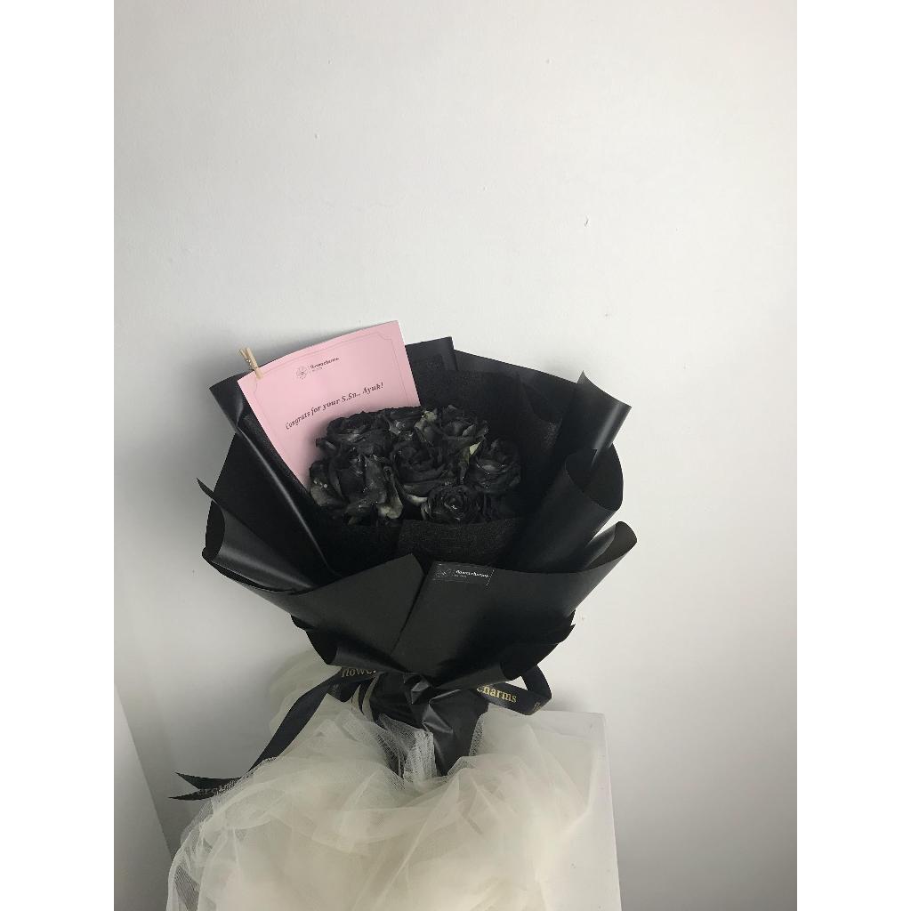 BOUQUET BLACK ROSES | BUKET MAWAR HITAM | BUKET BUNGA SEGAR KOREA | BUKET MURAH | Fresh Flower Bouqu