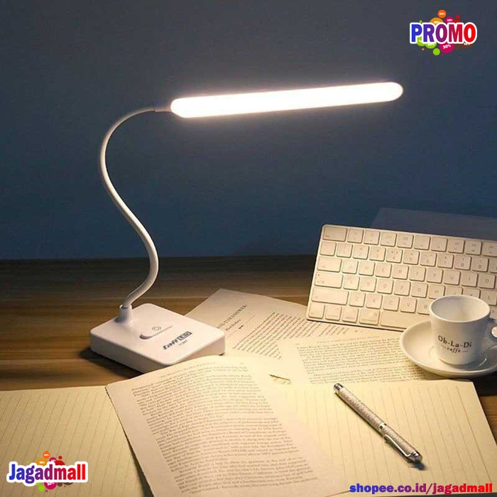 Lampu LED Portable Meja Belajar Anak Baterai Isi Ulang Table Desk Lamp Rechargeable Leher Fleksibel 