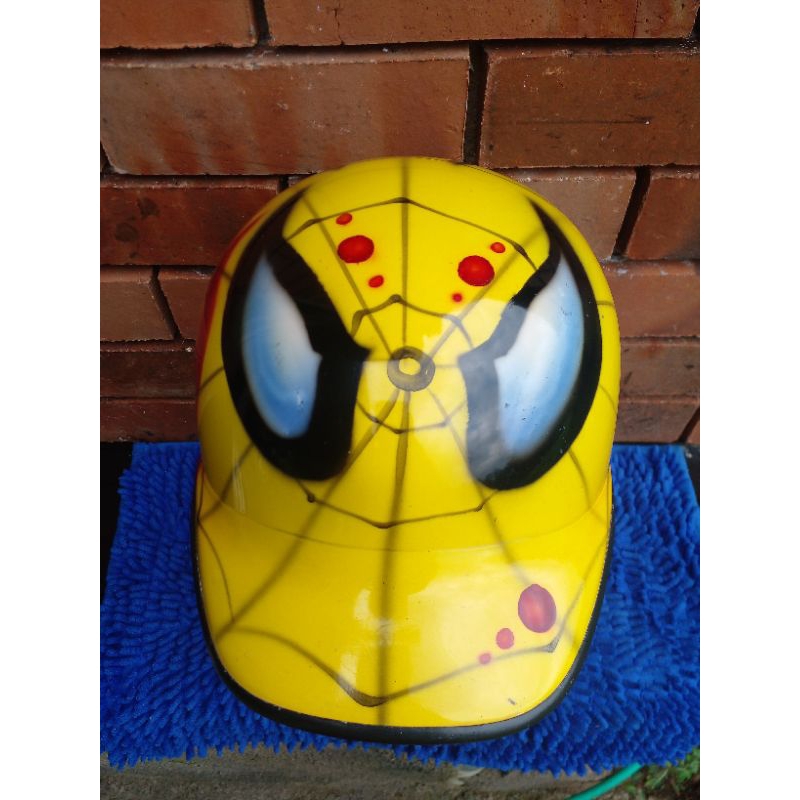 HELM CLASSIK JADUL VINTAGE MODEL HELM ASTREA GRAND AIR BRUSH SPIDERMAN ORIGINAL NOS / BARU STOK LAWA