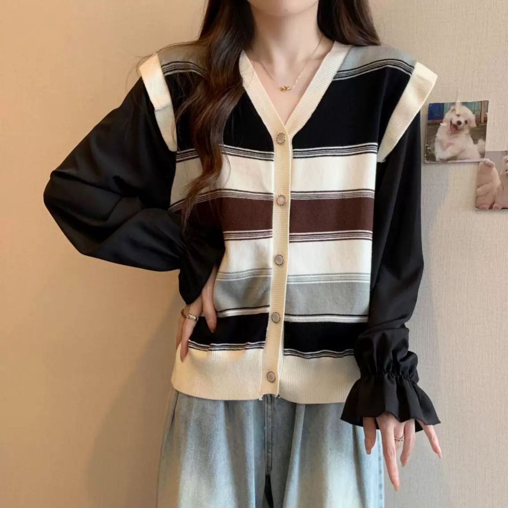 DAFASHIONSHOP / Blouse / Blouse Rajut / Baju Atasan Rajut Lengan Panjang / Ootd / Ootd Wanita / Atas