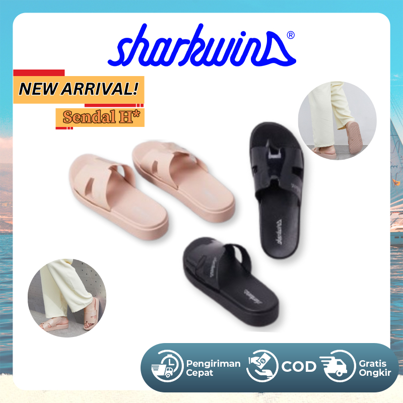 Sharkwin SF30804 Sandal Wanita Kekinian Sandal Cewek Bentuk H Korean Fashion Strap Slippers Anti Sli