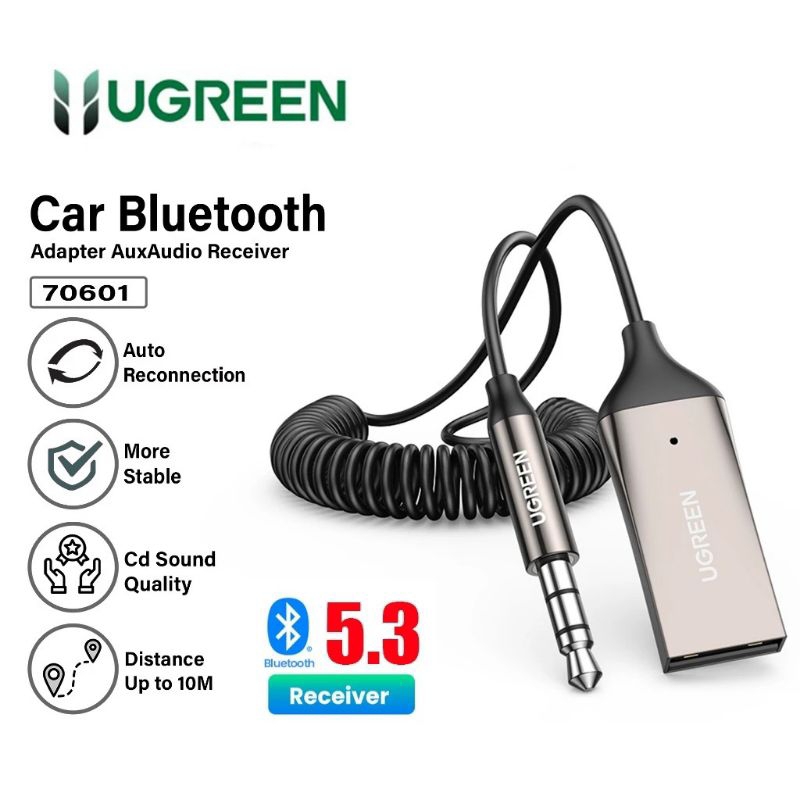 UGREEN Car Bluetooth Adapter Audio Receiver Aux with Mic Bluetooth 5.4