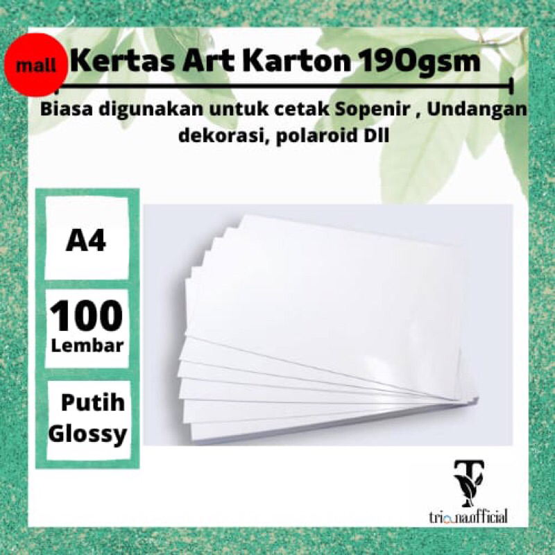 

100 lembar Kertas art karton glossy 190gsm hight quality