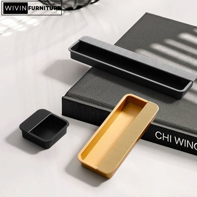 W-64 Handle Tanam Lemari Warna Gold Black Tarikan Laci Gagang Pintu Lemari Aksesoris Furniture