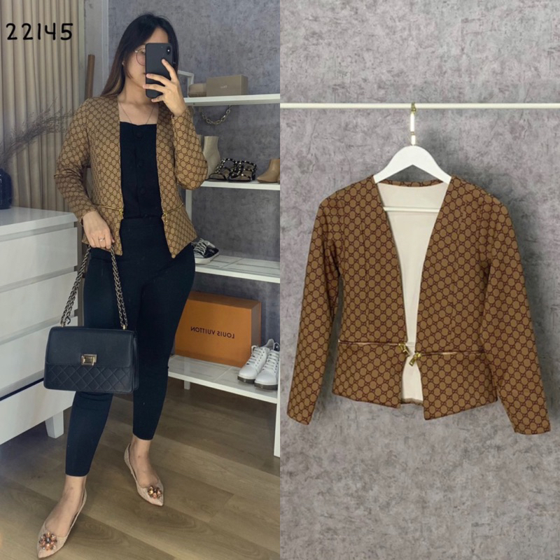 BLAZER SCUBA MOTIF ZIPER VIRAL KEKINIAN / BLAZER WANITA BKK TERBARU