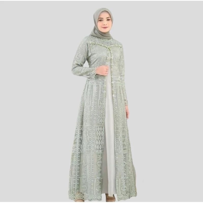 Dress Gamis Regina Full Tille Bordir Gamis Muslim