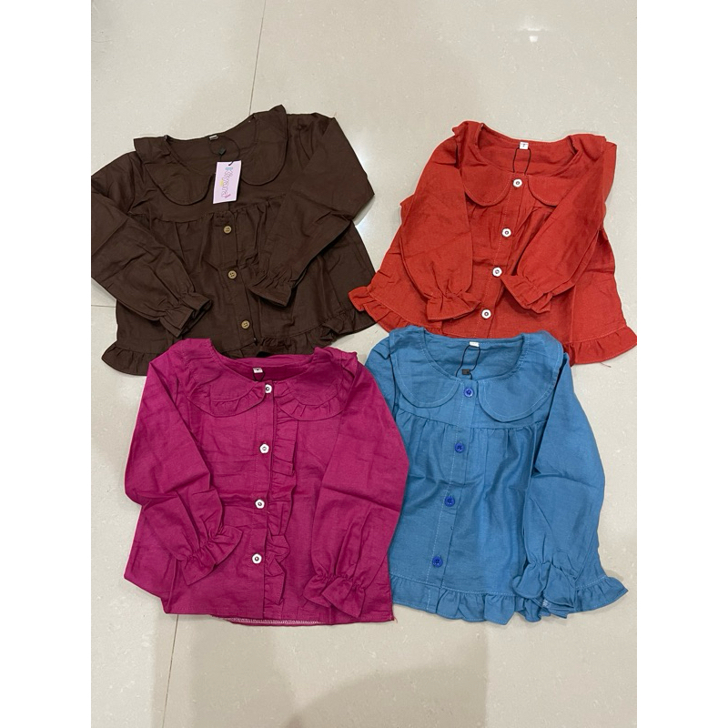 atasan baju anak cewek kerah lengan panjang 6bln-4tahun ala korea