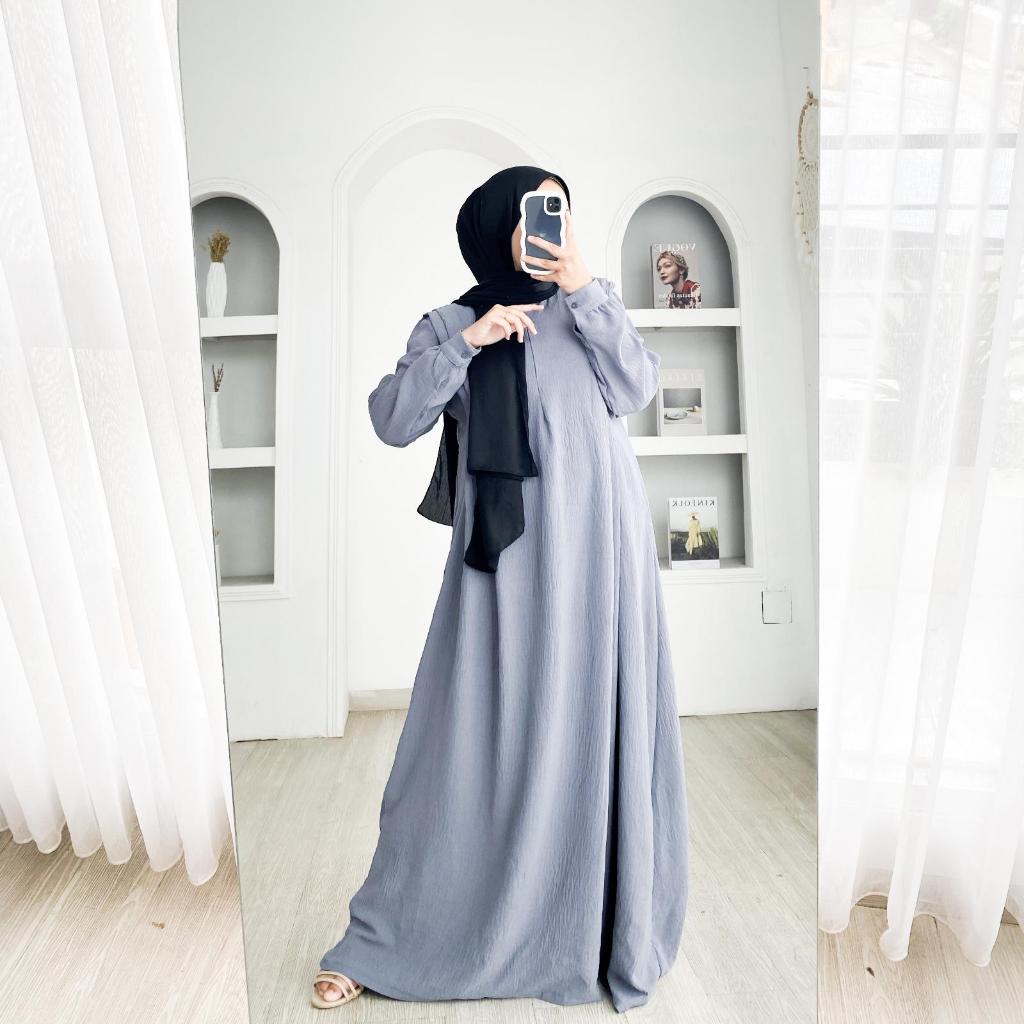 Gamis Remaja Lebaran Crinkle Terbaru Simple Kekinian Busui Dres Muslim Muslimah