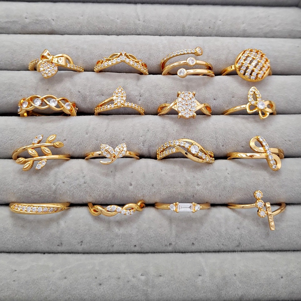 Keren abis Cincin Wanita Xuping Model Cantik Elegan Berlian Imitasi Lapis Emas Gold  BR387