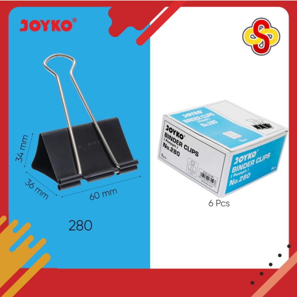

Binder Clip Klip / Penjepit Kertas / Klip Kertas Joyko 280 Isi 12 pcs