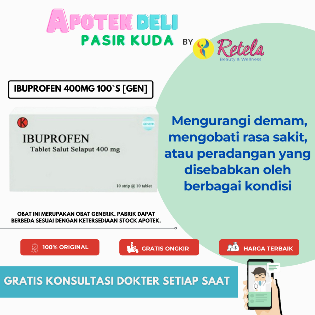 Ibuprofen 400 mg 100`S [GEN]  / Ibuprofen  / Anti Inflamasi / Pereda Nyeri