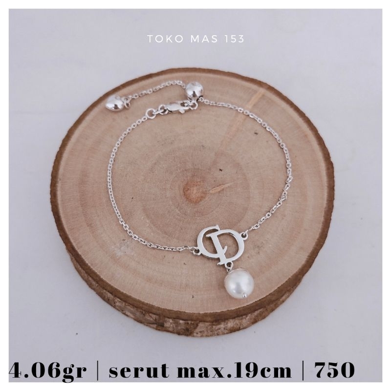 WAJIB TANYA STOK Realpict Gelang Rantai CD mutiara Emas Putih Asli Kadar 750