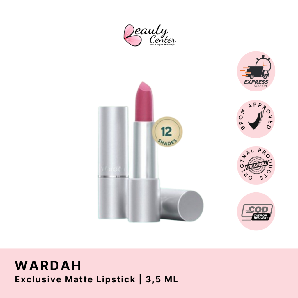 Wardah Exclusive Matte Lipstick 3.5g / Warna Intense dalam Sekali Oles Tahan Lama BPOM