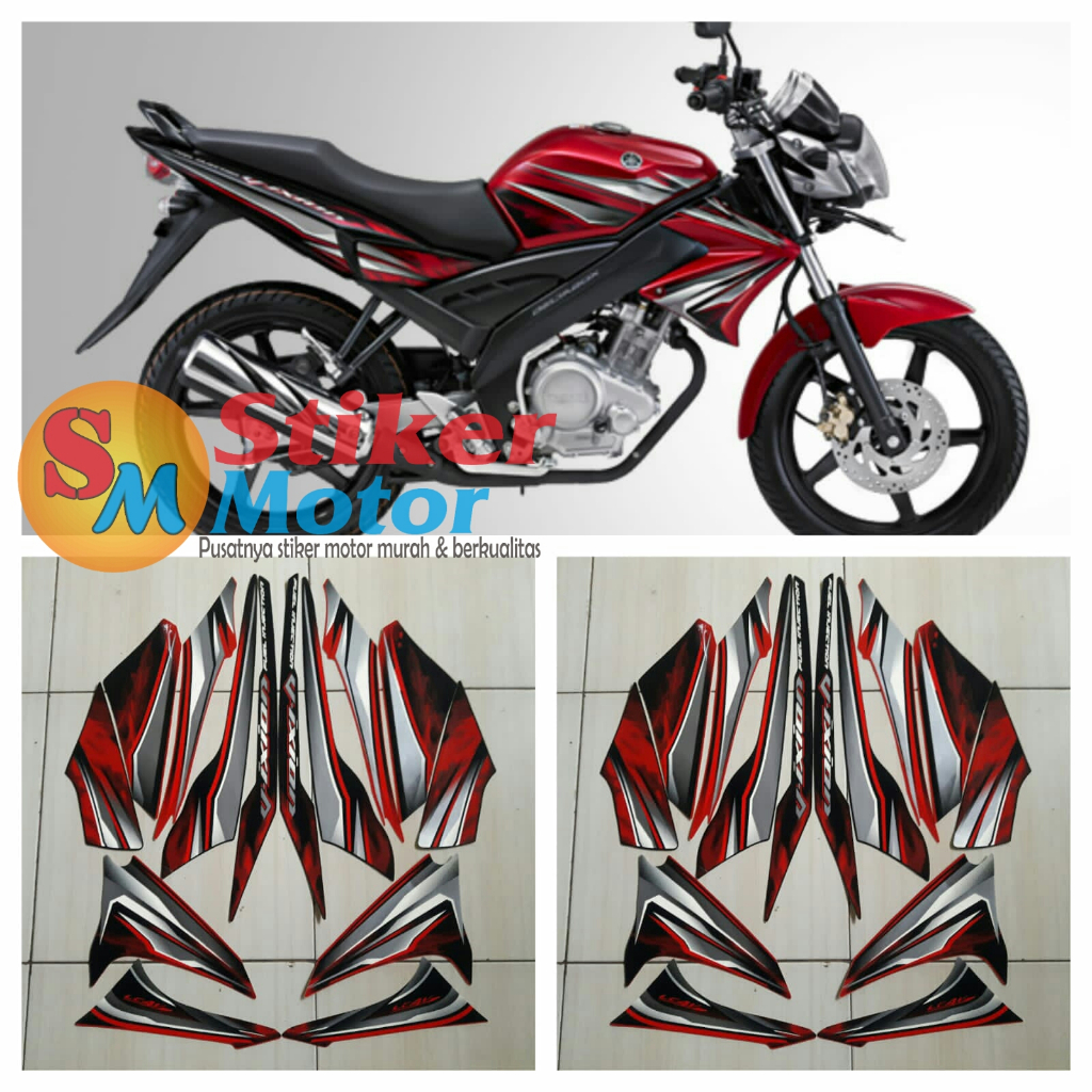STRIPING STICKER LIS LES POLET BODY MOTOR VIXION 2012 MERAH