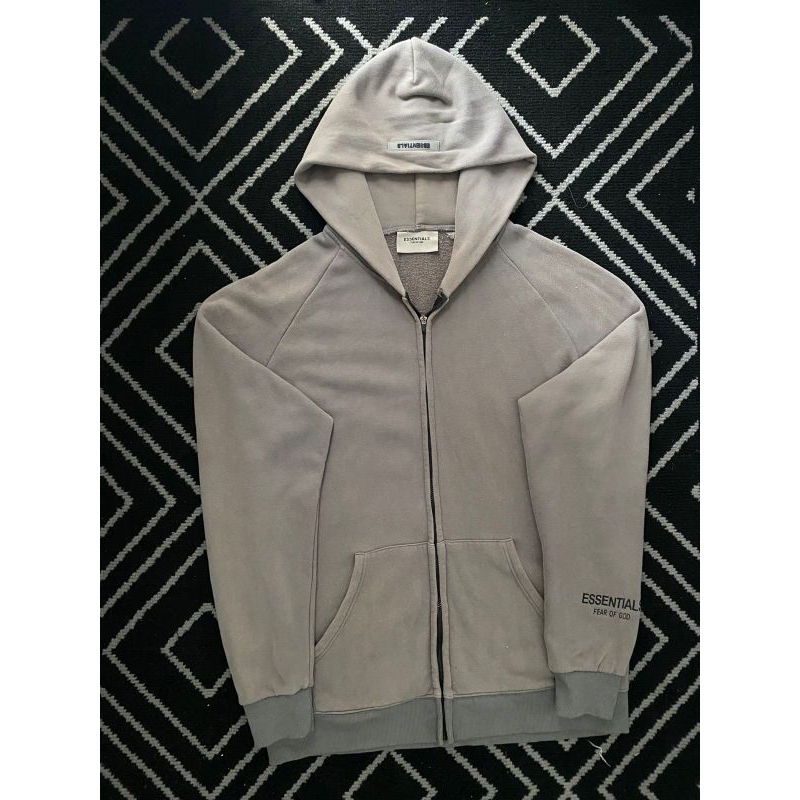 Essentials Grey Full Zip Hoodie