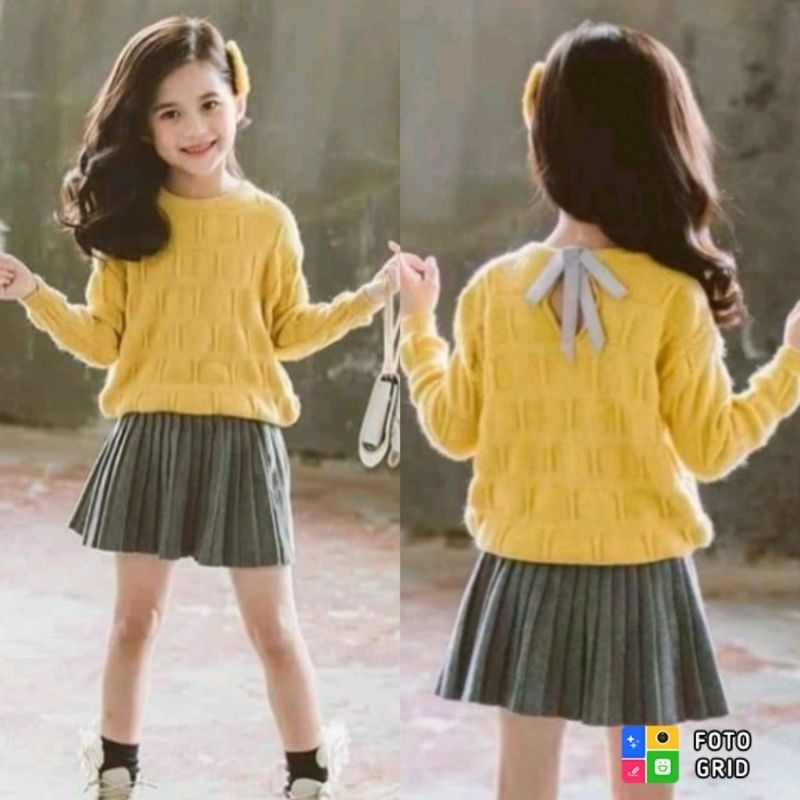 Setelan Rok Anak Perempuan 5-6th Rajut Import