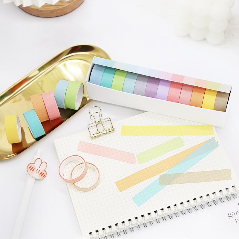 

MSBS Roll Masking Tape Set 5 Pcs Essential Collection Basic Pattern Isi 5 Selotip Bahan Kertas Washi Warna Warni DIY Scrapbook Journal Kotak Box Aeshtetic