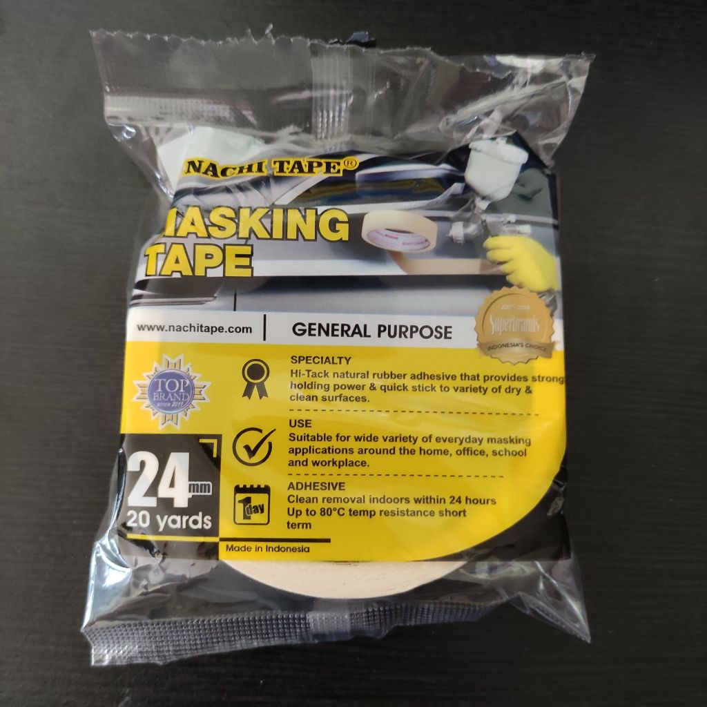 

NACHI MASKING TAPE / ASTRON MASKING TAPE / LEM KERTAS 1 INCH (24MM) /LEM KERTAS NACHI (LEM-014) / LAKBAN LEM KERTAS NACHI MASKING TAPE 1INCI 24 MM 20 YARDS/ LAKBAN KERTAS NACHI / MASKING TAPE / LEM KERTAS NACHI 1 DAN 2 INCH