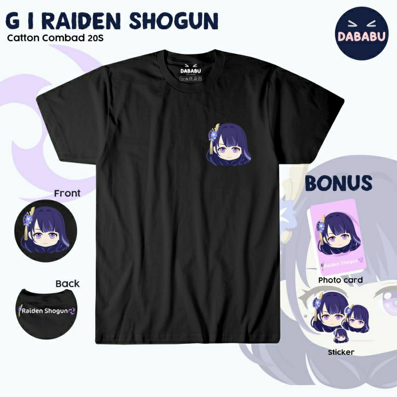 T-Shirt/ Baju kaos Raiden Shogun ala ala nendo | Gesnhin Impact