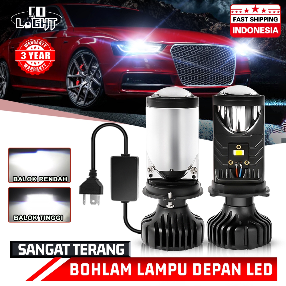 CO LIGHT Y6D Lensa Lampu Depan Mobil H4 Bohlam Proyektor LED Canbus Y6 90W 6000K 16000LM Mobil Seped