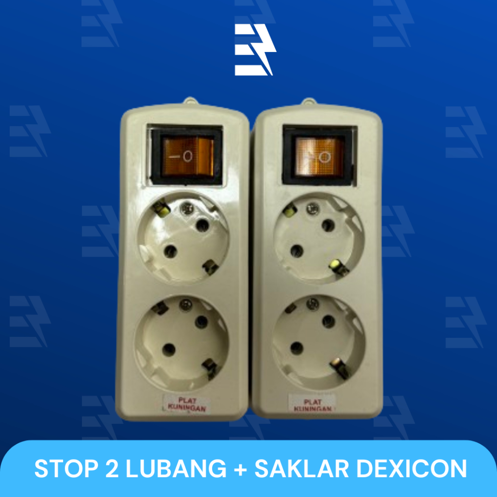 STOP KONTAK ARDE + SAKLAR DEXICON 2 LUBANG OB/TEMPEL DP-532