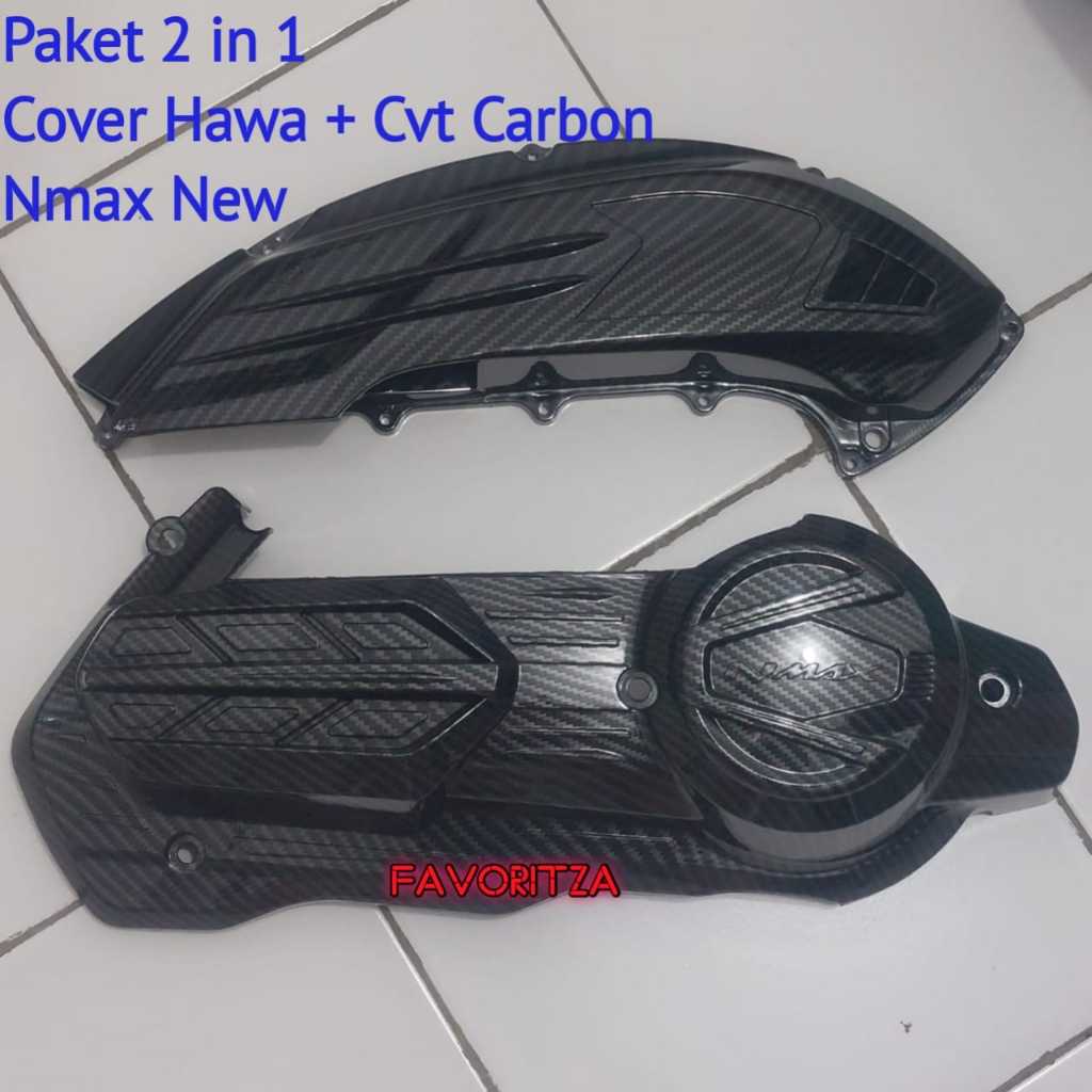 PAKET VARIASI NMAX NEW COVER HAWA + TUTUP FILTER UDARA COVER CVT CARBON NMAX NEW 2020 2021 2022 2023