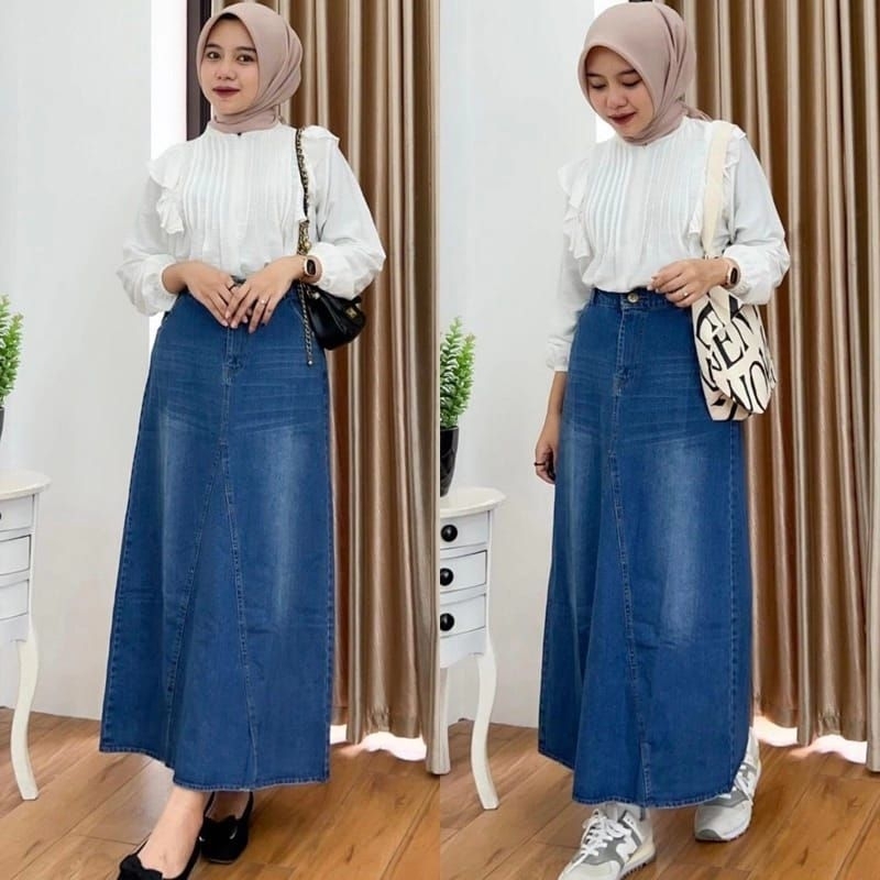 Rok Jeans Wanita Panjang| Rok wanita panjang