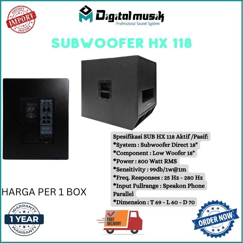 Subwoofer aktif pasif Audio One HX-118 18inch - Subwoofer 18 inch - Subwoofer - Digital Musik