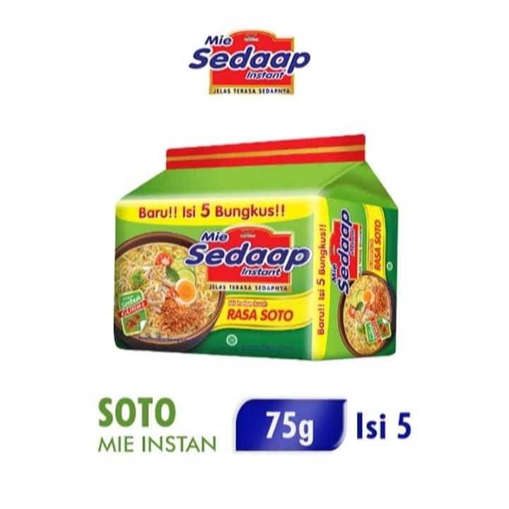 

Sedaap Mie Instan Soto Isi 5 Bag @ 75 gr Sedaap Mie Instan Kuah Rasa Soto Isi 5 Bag @ 75g