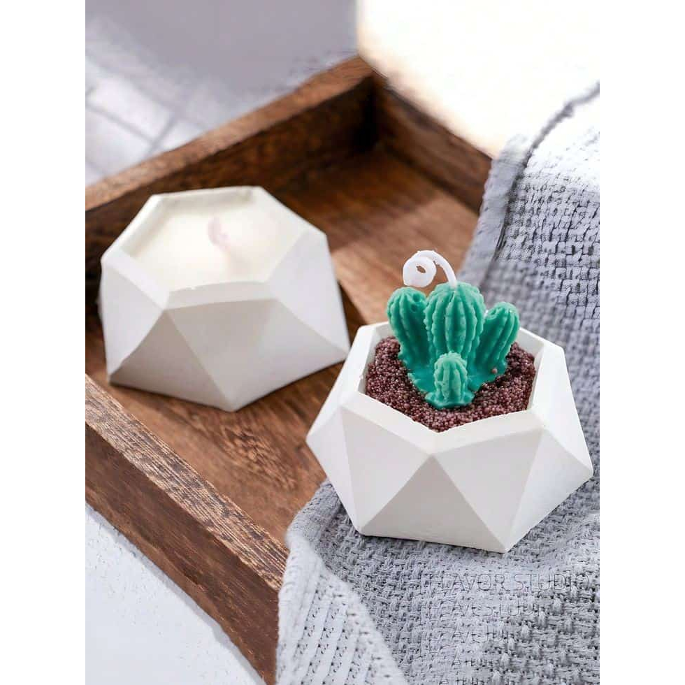 (12 PCS) Lusinan Pot Mini Hexagonal Segi enam / Pot Semen/ Pot Kaktus / Wadah lilin /souvenir hexago