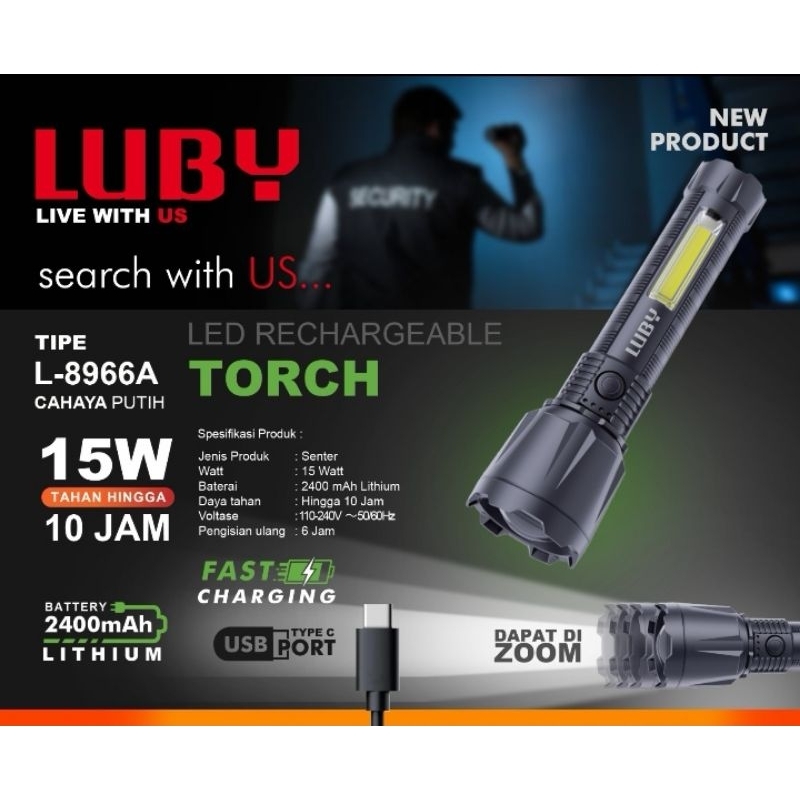 Senter zoom laser jarak jauh luby L-8966A Original