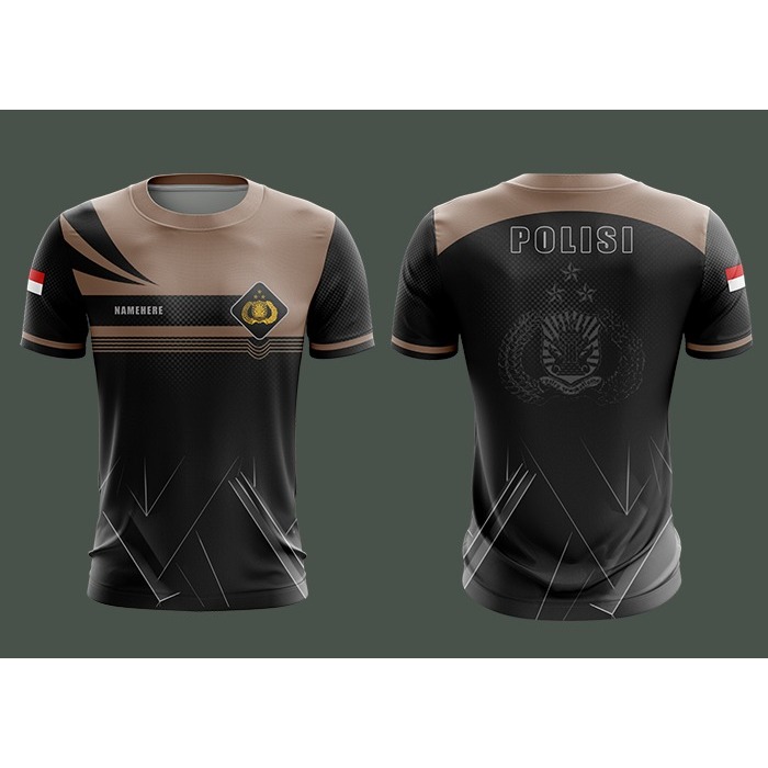 Kaos Jersey Polisi Coklat Hitam Pendek