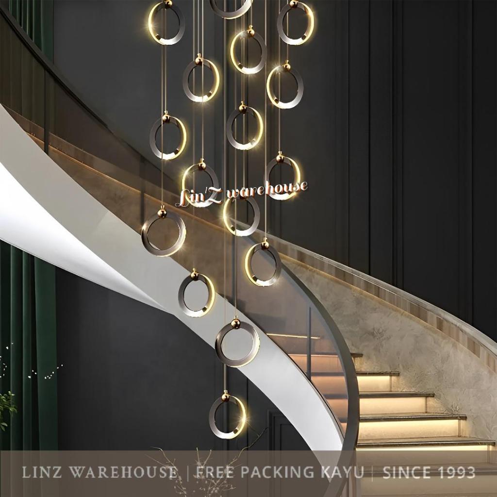 Lampu Gantung void MODERN 16 BLACK RING LED pendant light