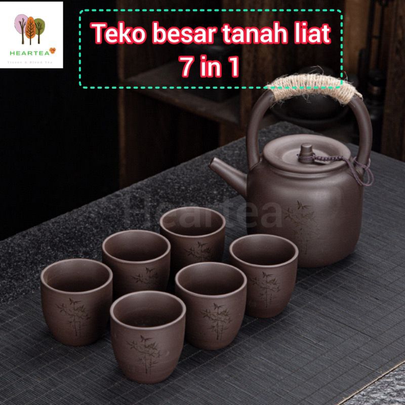 Japanese Style Clay Tea Pot Set / Teko Set Tanah Liat Klasik