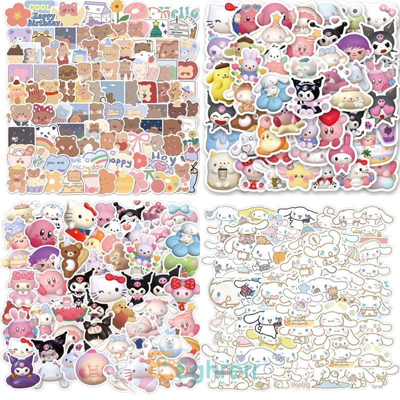 

✨COD 102Pcs Stiker Lucu Sanrio Stiker Kartun 3D Gelas Air Stiker Tahan Air Stiker Kartu Album Tahan Air Motif Kartun INS Lucu Kreatif Gaya Retro Vintage Untuk Dekorasi /Cocok untuk Dekorasi Scrapbook-EG